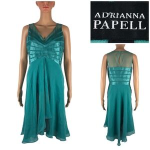 Adrianna Papell Womens 8 Dress Silk Sleeveless Green Turquoise NWT $150